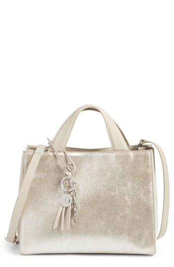 Treasure & Bond Tyler Metallic Leather Satchel - Black
