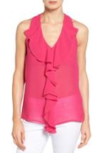 Women's Kut From The Kloth 'emma' Sleeveless Ruffle Front Top - Pink