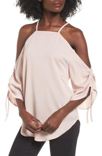 Women's The Fifth Label The Future Dream Ruched Cold Shoulder Top - Pink