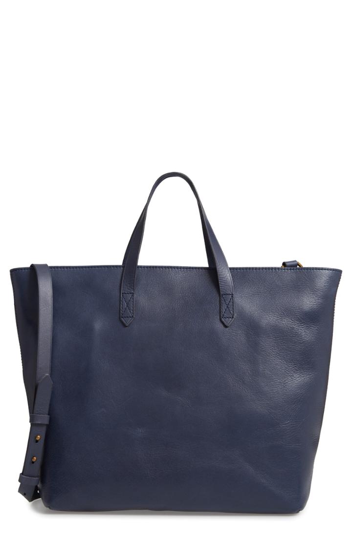 Madewell Zip Top Transport Leather Carryall - Blue