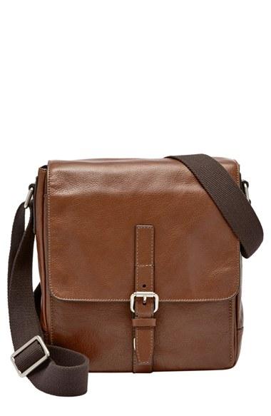 Men's Fossil 'davis' Leather Messenger Bag -