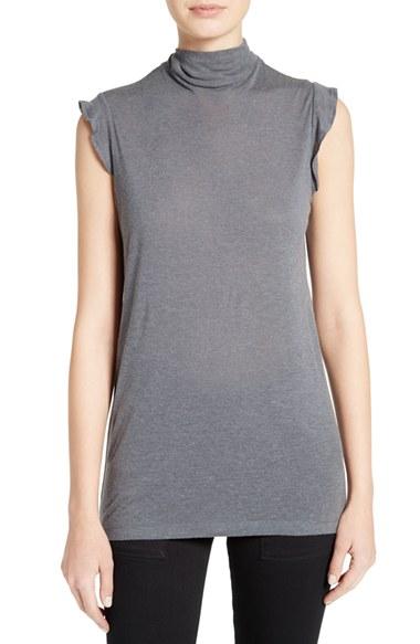 Women's Iro Ruffle Mock Neck Top - Grey