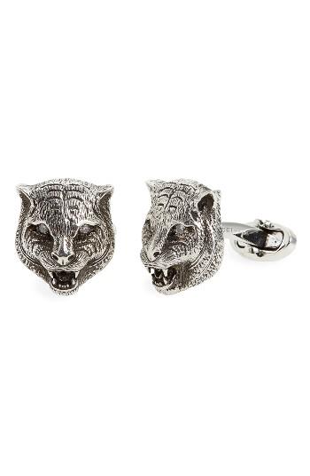 Men's Gucci Garden Wolf Cuff Links