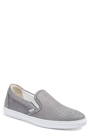 Men's Jimmy Choo 'grove' Croc Embossed Slip-on Sneaker Us / 40eu - Grey