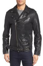 Men's Lamarque Washed Leather Biker Jacket - Black