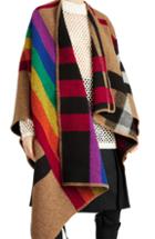 Women's Burberry Rainbow Stripe Vintage Check Wool & Cashmere Cape