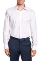 Men's Nordstrom Men's Shop Tech-smart Trim Fit Stripe Stretch Dress Shirt .5 32/33 - Pink