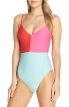 Women's J.crew Colorblock Strappy One-piece Swimsuit - Pink