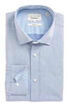 Men's Ted Baker London Boxli Trim Fit Herringbone Dress Shirt .5 - 32/33 - Blue