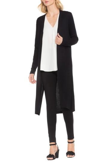 Women's Vince Camuto Textured Long Cardigan - Black