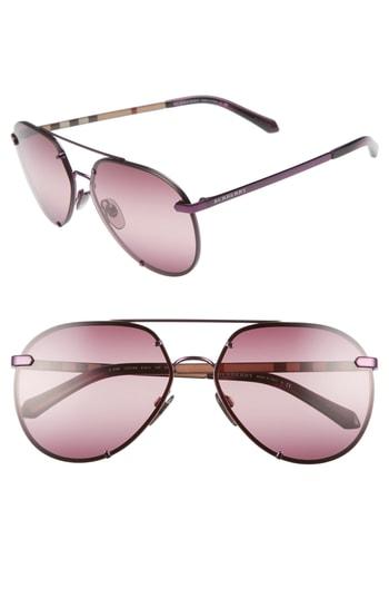Women's Burberry Trench 61mm Aviator Sunglasses - Gold Gradient