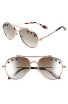 Women's Givenchy Star Detail 58mm Mirrored Aviator Sunglasses - Gold Copper