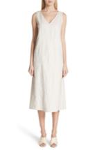 Women's Lafayette 148 New York Duncan Embroidered Linen Dress, Size - Beige
