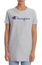 Women's Champion Logo Print Longline Tee - Grey