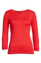Women's 1901 Back Button Crewneck Sweater, Size - Red