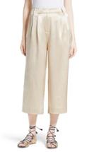 Women's Tibi Pleated Crop Silk Pants - Metallic