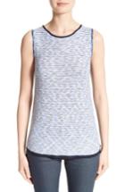 Women's St. John Collection Chambray Effect Links Knit Shell, Size - Blue