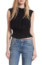 Women's Frame Smocked Ruffle Hem Blouse - Black