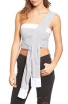 Women's Kendall + Kylie Sleeve Wrap Crop Top - White