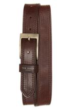 Men's Ted Baker London Crikiit Stitched Leather Belt - Chocolate