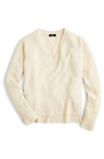 Women's J.crew Supersoft Yarn V-neck Sweater - Ivory
