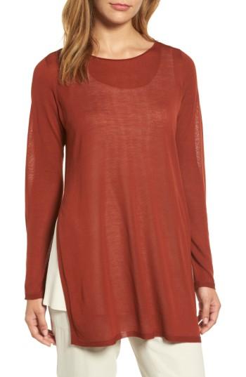 Women's Eileen Fisher Side Slit Tencel Tunic - Red