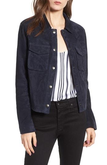 Women's Ag Ari Suede Trucker Jacket - Blue