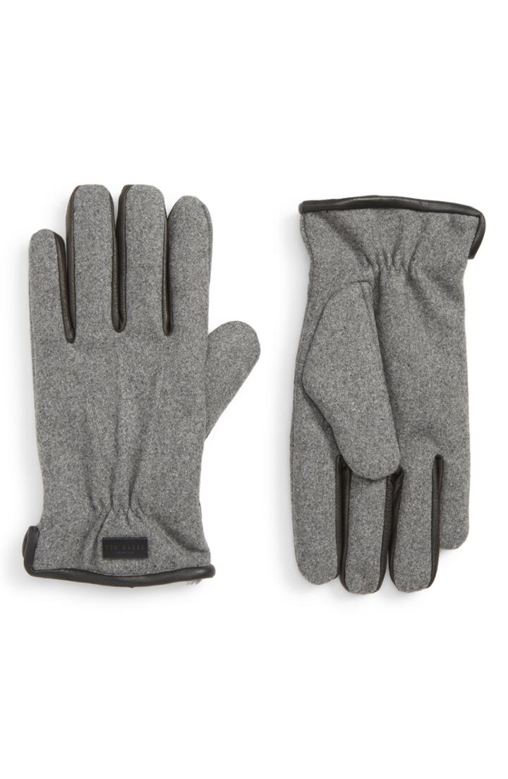 Men's Ted Baker London Wool Lined Gloves /x-large - Grey