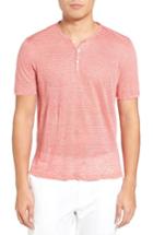 Men's Zachary Prell Carpel Stripe Linen Knit Henley - Pink