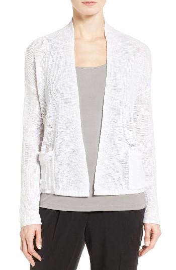 Women's Eileen Fisher Slubbed Organic Linen & Cotton Cardigan - White