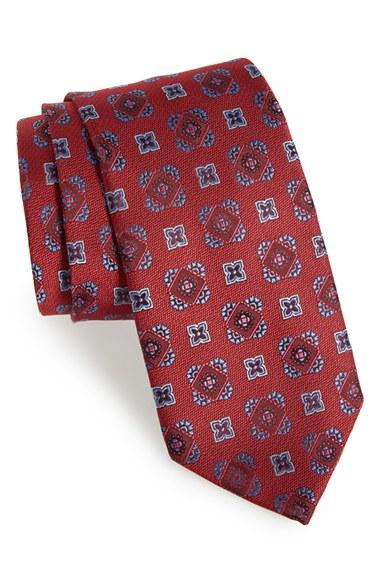 Men's David Donahue Medallion Silk Tie, Size - Red