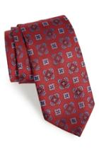 Men's David Donahue Medallion Silk Tie, Size - Red