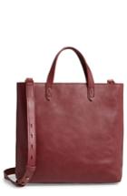 Madewell Small Transport Leather Crossbody Tote - Burgundy