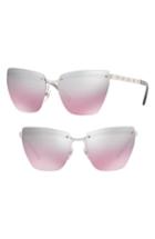 Women's Versace Medusa 58mm Metal Cat Eye Sunglasses - Silver/ Pink Gradient Mirror