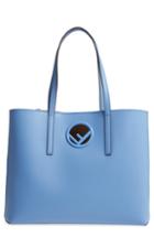Fendi Logo Leather Shopper - Blue