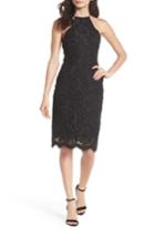 Women's Nsr Alba Halter Neck Lace Sheath Dress - Black