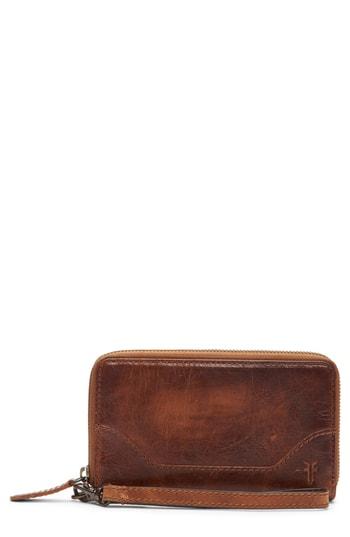 Women's Frye Melissa Leather Phone Wallet - Brown