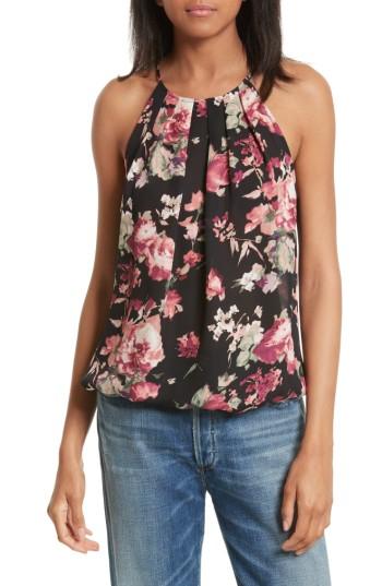 Women's Joie Anatase C Floral Print Sleeveless Silk Top - Black