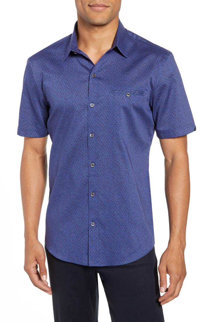 Men's Zachary Prell Print Sport Shirt, Size - Blue