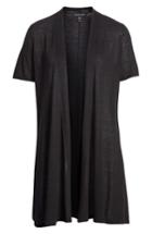 Women's Eileen Fisher Short Sleeve Silk & Organic Linen Cardigan - Black