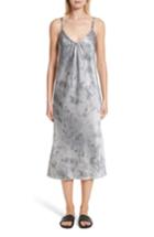 Women's Vince Watercolor Marble Silk Midi Dress - Grey