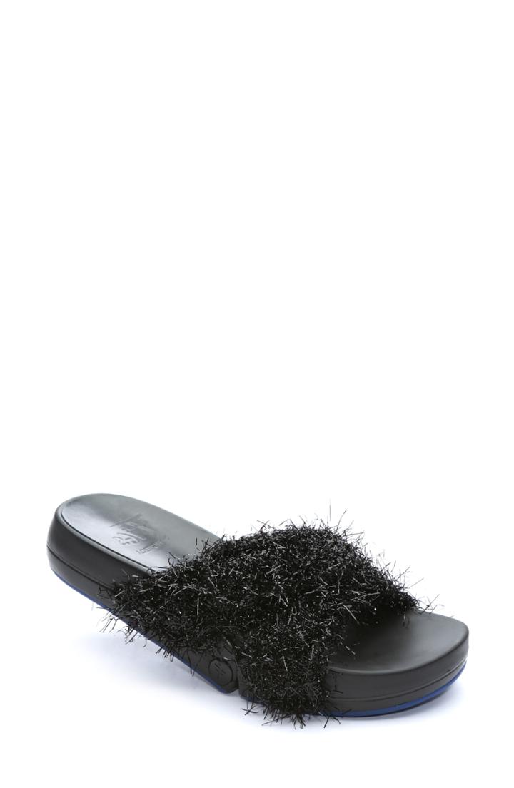 Women's Figs By Figueroa Figomatic Fuzzy Slide Sandal Eu - Black