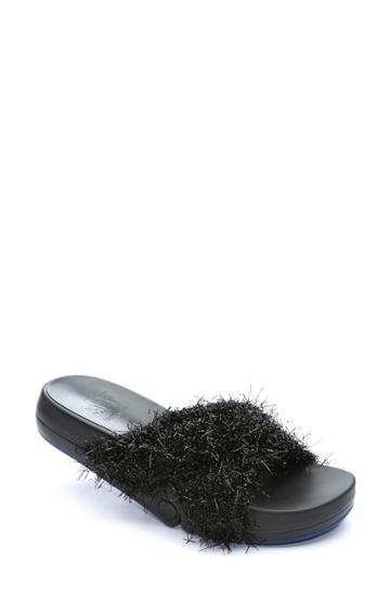 Women's Figs By Figueroa Figomatic Fuzzy Slide Sandal Eu - Black