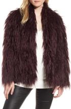 Women's Trouve Shaggy Faux Fur Jacket, Size - Burgundy