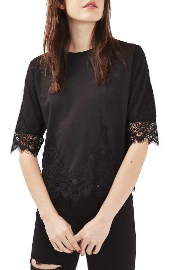 Women's Topshop Lace Trim Tee