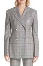Women's Calvin Klein 205w39nyc Plaid Wool Jacket Us / 36 It - Grey