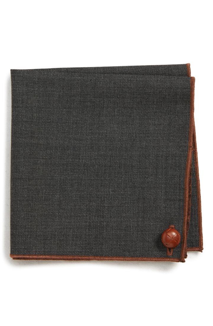 Men's Armstrong & Wilson Solid Wool Pocket Square, Size - Grey