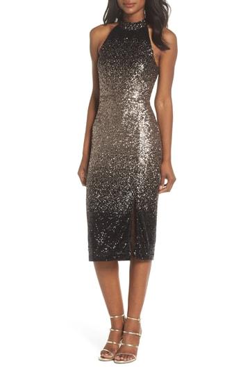 Women's Forest Lily Ombre Sequin Halter Dress - Metallic