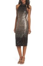Women's Forest Lily Ombre Sequin Halter Dress - Metallic