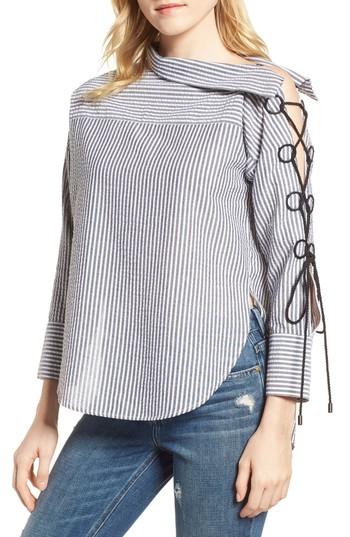 Women's Habitual Lilliana Lace-up Sleeve Top - Black